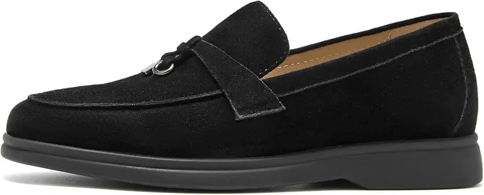 BEAU TODAY Women's Suede Loafer Flats，Slip On Penny Loafers Work Shoes