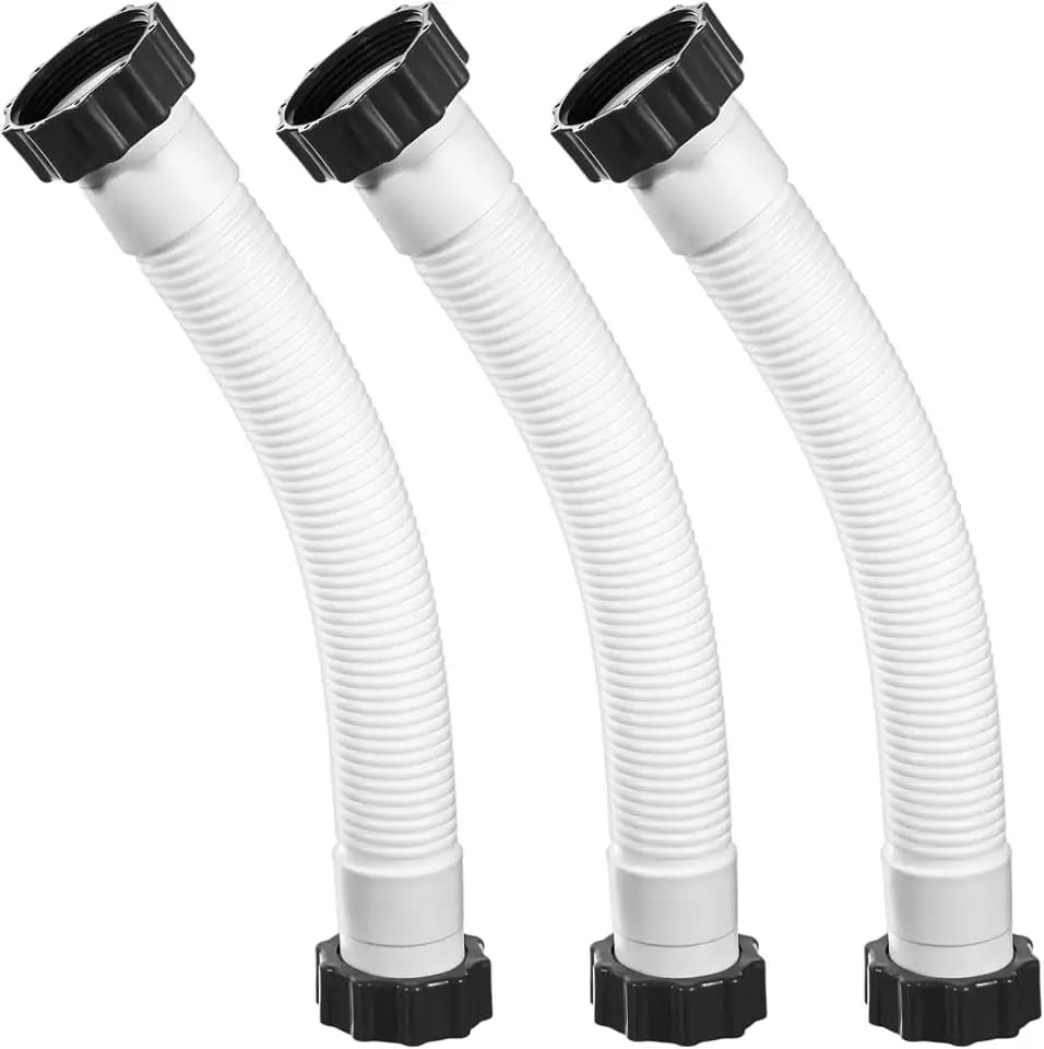 Pushglossy 3 Pcs 11388 Pool Filter Pump Hose Replacement, 1.5" x 14" White Plastic, Compatible with Intex 26371CA/EH/28647EG, SF70110-2 Sand Filter Pumps and Saltwater Systems