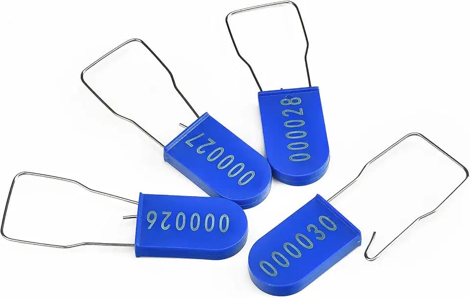500PCS Plastic Padlock Security Seals Metal Wire Padlocks Electric Meter Lockout Tags Disposable Anti-Tamper Lock Numbered Anti Tamper Tags Blue