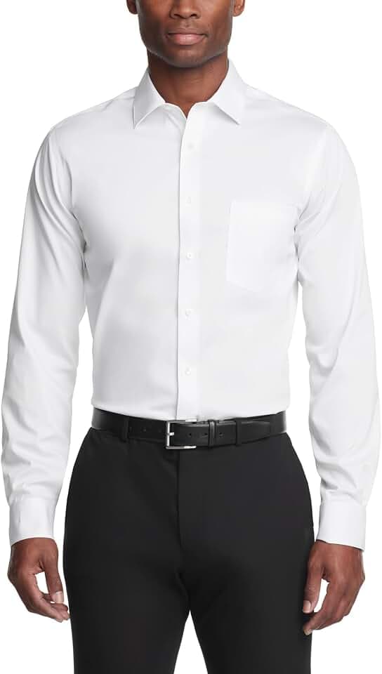 Van Heusen Men's Van Heusen Men's Dress Shirt Regular Fit Ultra Wrinkle Free Flex Collar Stretch Solid