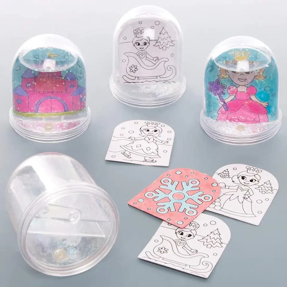 Baker Ross AT168 Schneekugel Bastelset Prinzessin - 4er-Pack, zum Basteln und Bemalen, DIY Dekoration Set