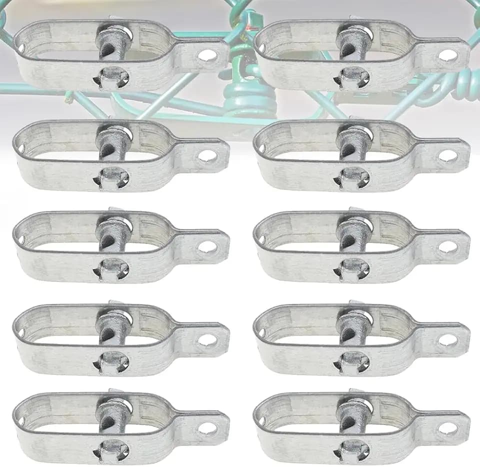 Voarge 10 Stück Drahtspanner, Spanner mit Stacheldraht, Drahtspanner aus verzinktem Stahl, 90 mm, Set mit Verbindungsstücken für Spanndraht