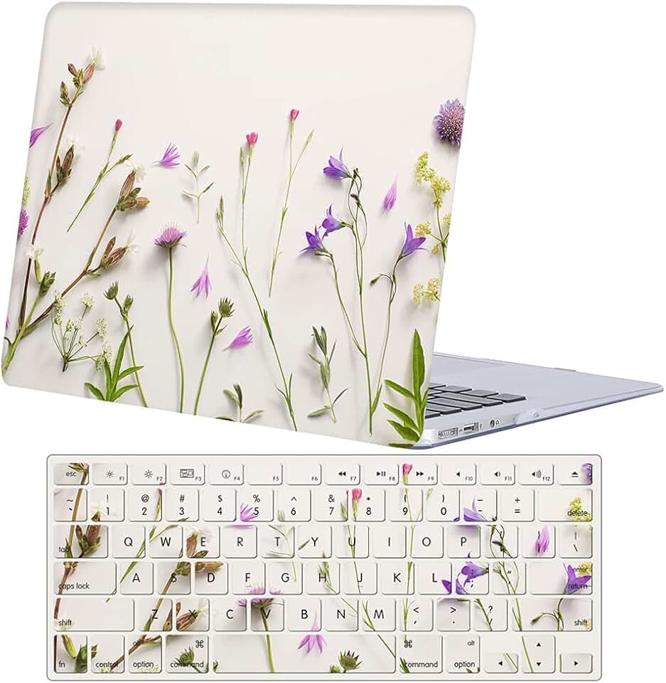 Case Compatible with MacBook Retina 12 Inch(Model A1534, Release 2017 2016 2015),Plastic Hard Shell Protective Cover & Keyboard Skin for MacBook 12 Inch with Retina Display - Purple Flower