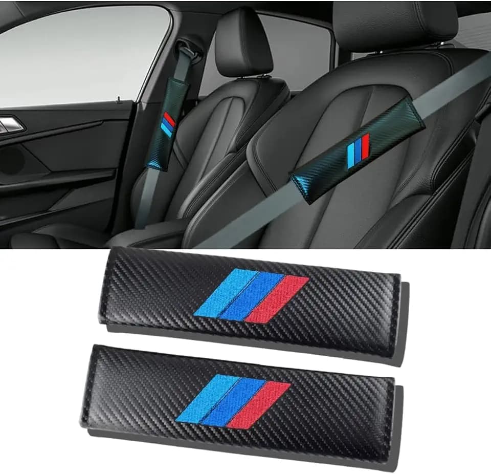 2PCS Car Seat Belt Cover for BMW, Carbon Fiber Seatbelt