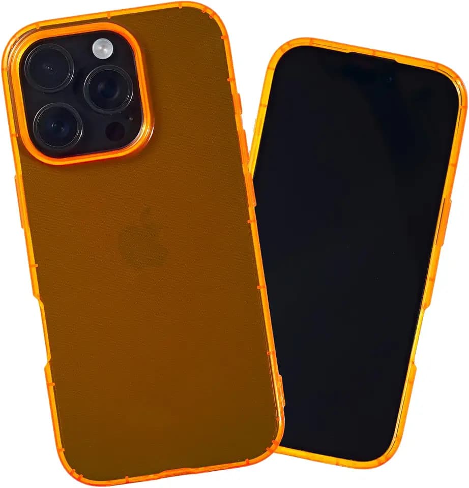 SteepLab Neon Highlighter Case for iPhone 16 Pro Max - The Grippy Jelly Case w/Protective Air Pockets (Intense Bright Orange)