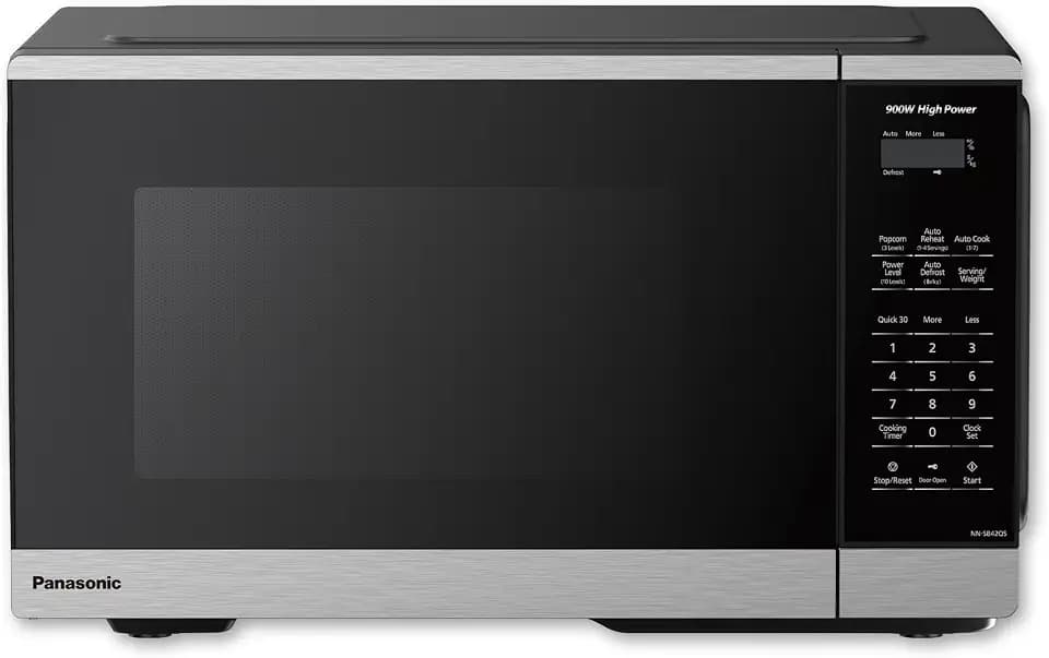 Panasonic Countertop Microwave Oven, 900W, 0.9 Cu. Ft., Sensor Cook and Reheat, 10 Power Levels, Auto Defrost, Keep Warm, Child Lock, Stainless Steel - NN-SB42QS