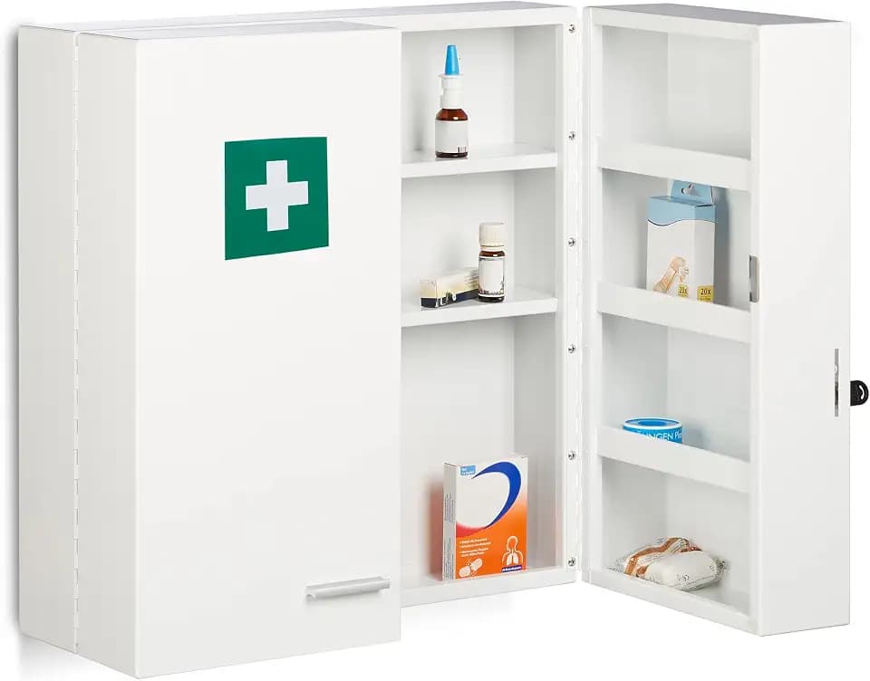 Relaxdays Medizinschrank Stahl, HBT: 53 x 53 x 21,5 cm, weiß