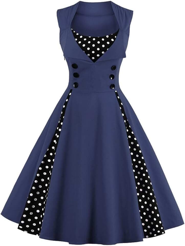 Axoe Damen 50er Jahre Kleider mit Gepunkte Rockabilly