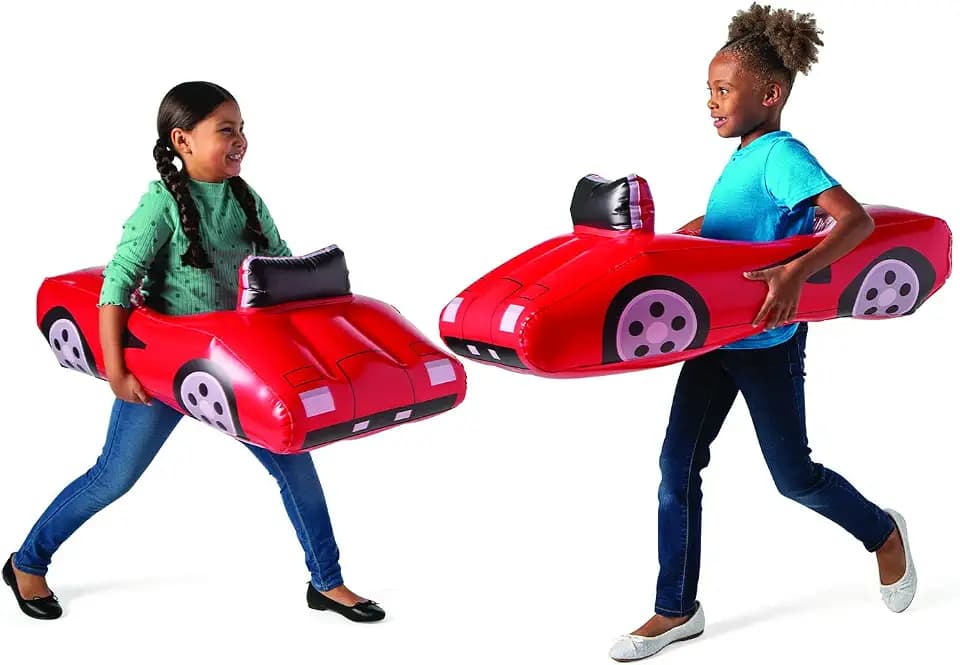 Fun Express 36" x 18" Inflatable Red Vinyl Car Bopper - Great for Birthday Parties, Racing Themed Events - 1 Bopper Included