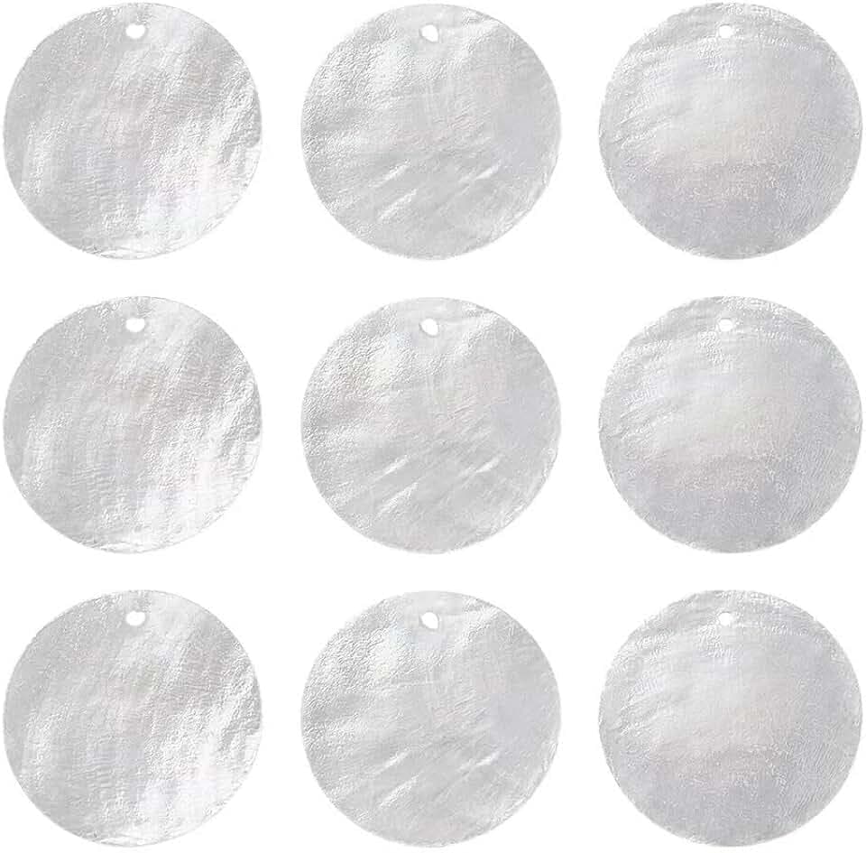 50-200 Pcs Capiz Shells Flat Round Natural Capiz Shell Charms Bulk for Crafts Ocean Seashell Pendants with Holes for Jewelry Making Necklace Earrings Wind Chimes 0.5-1.56in Dia