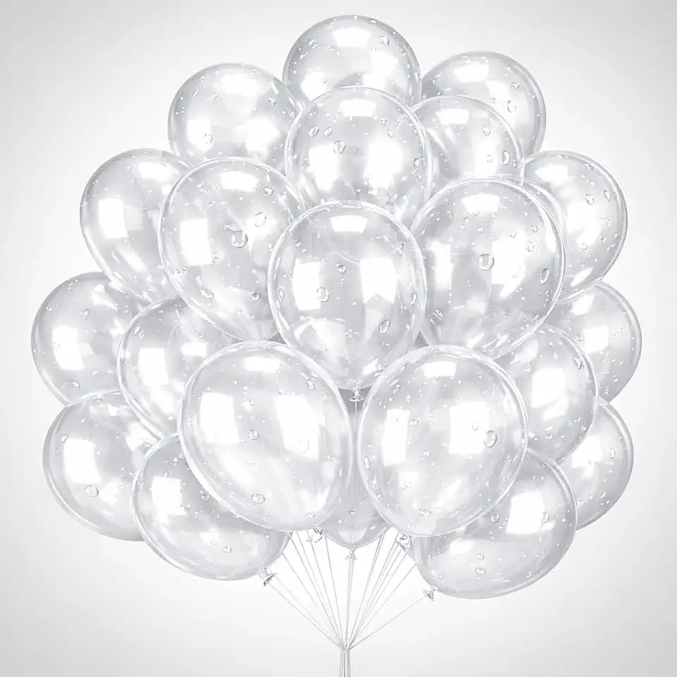 Clear Balloons 100 Pack, 12 Inch Round Latex Balloons, Helium Transparent Balloons for Wedding, Birthday, Baby Shower, Bridal Shower Party Decorations