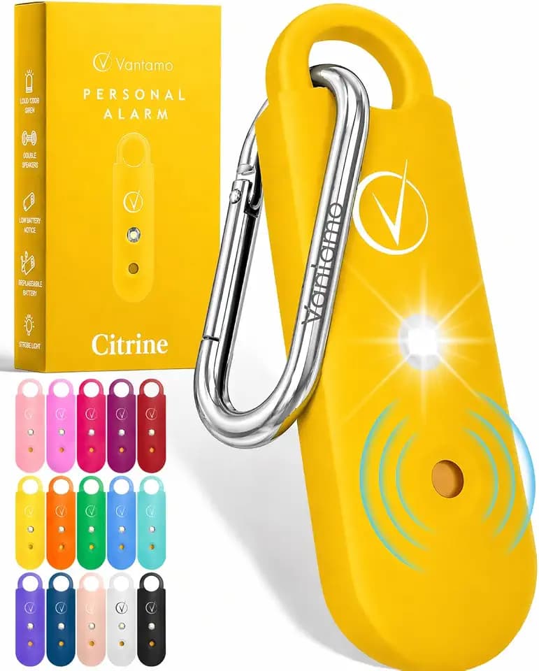 Vantamo Taschenalarm Extra Laut 130dB Mit 2 Lautsprechern Für Selbstverteidigung Frauen, Hell Taschenlampe & Batteriewarnung, Alarm Für Frauen Unterwegs Mit Schlüsselanhänger