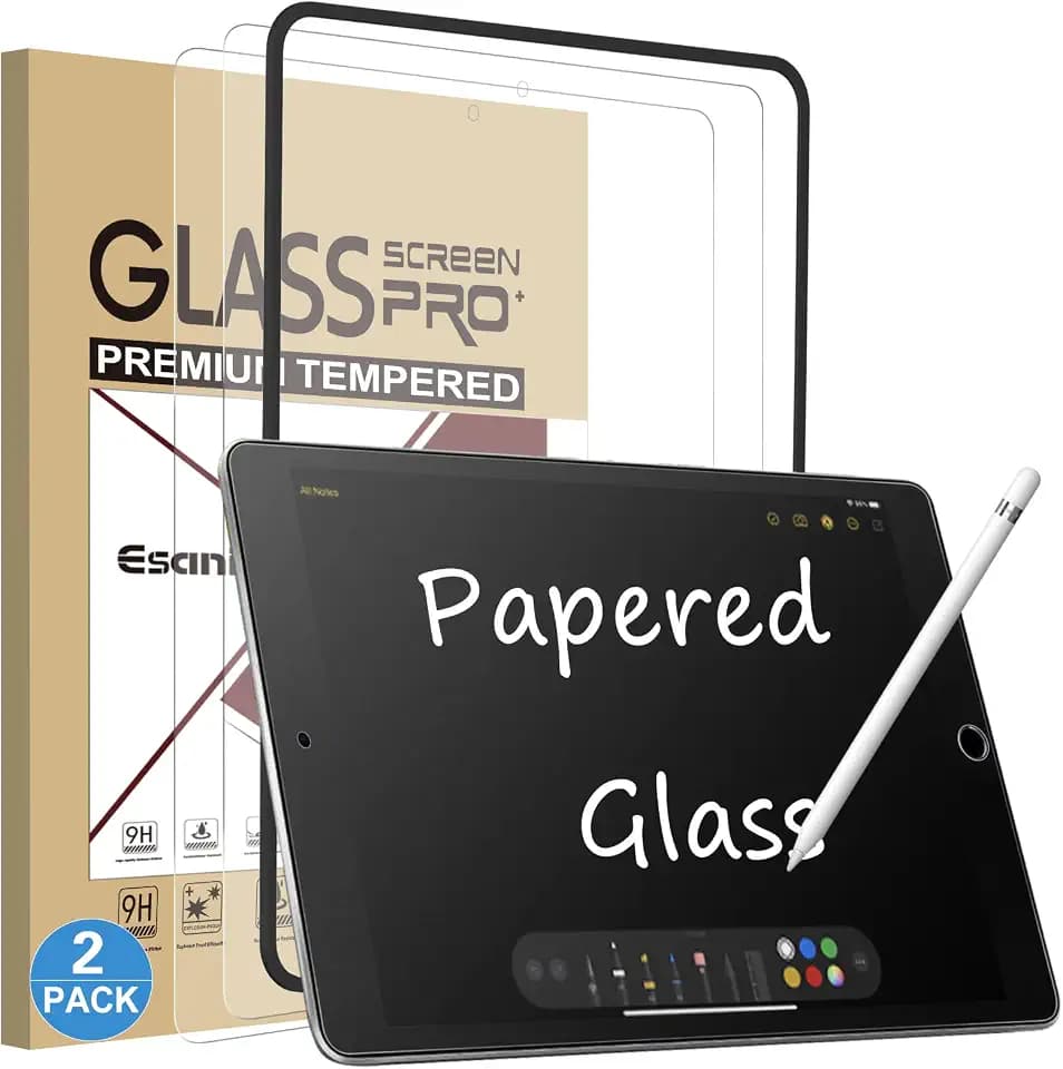 Esanik Feel Like Paper für Panzerglas für iPad 10,2 Zoll (2019/2020/2021) iPad 7th/ 8th/ 9th Generation Schutzfolie, 9H Matt Schreibfolie (2 Stück)