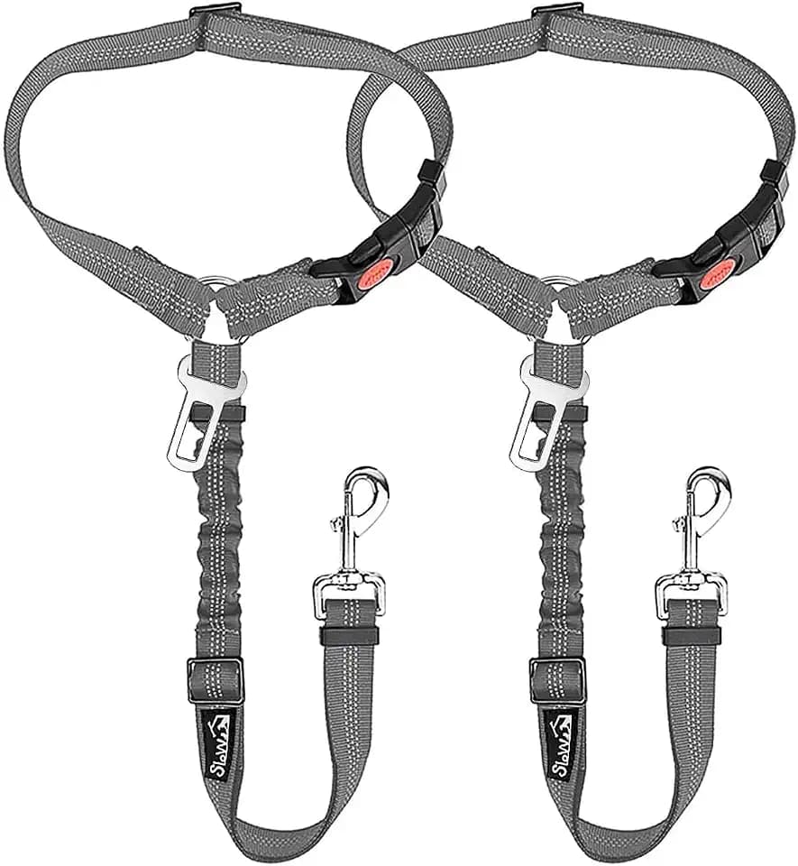 SlowTon Dog Seat Belt for Car, 2 Pack Dog Car Harness Seatbelt with Bungee