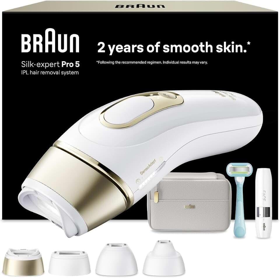 Braun Silk·Expert Pro 5 Epilierer mit Lichtimpuls, 4 Köpfe, PL5412 Gold