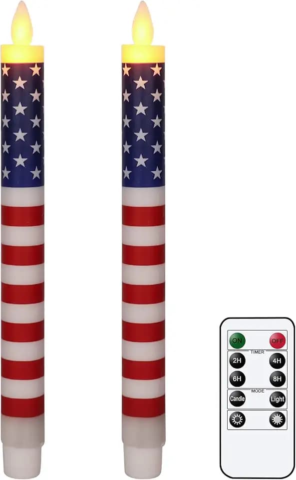 Wondise Patriotic Candles Flameless Taper Candles with Remote & Timer
