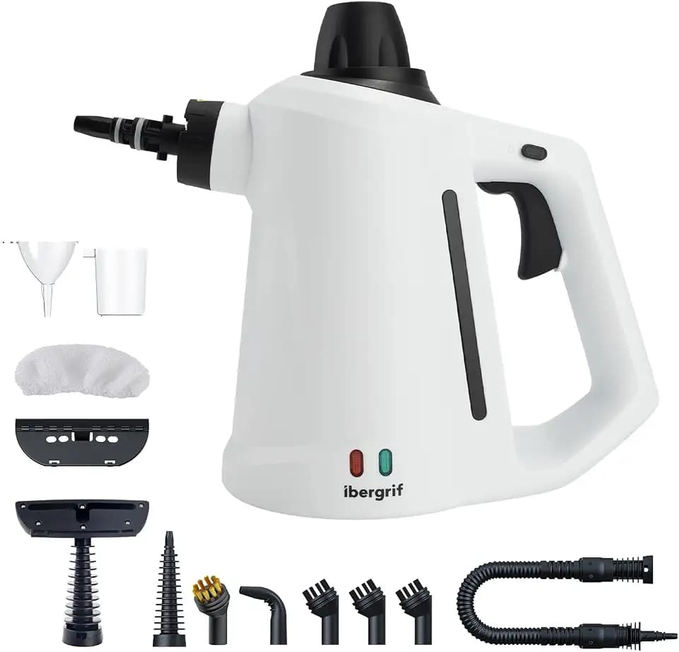 Ibergrif Handdampfreiniger 1050 W, 3 Bar, 12 teiliges Zubehör, 105 Grad