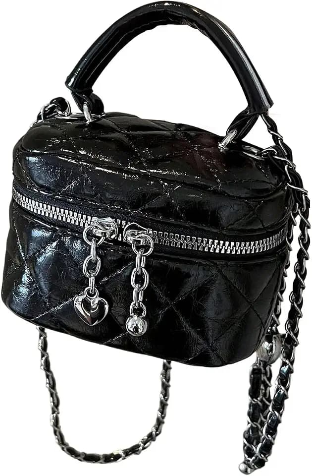 RoseSeek Women's Quilted Zipper Crossbody Handbags Y2K Small Bucket Bags