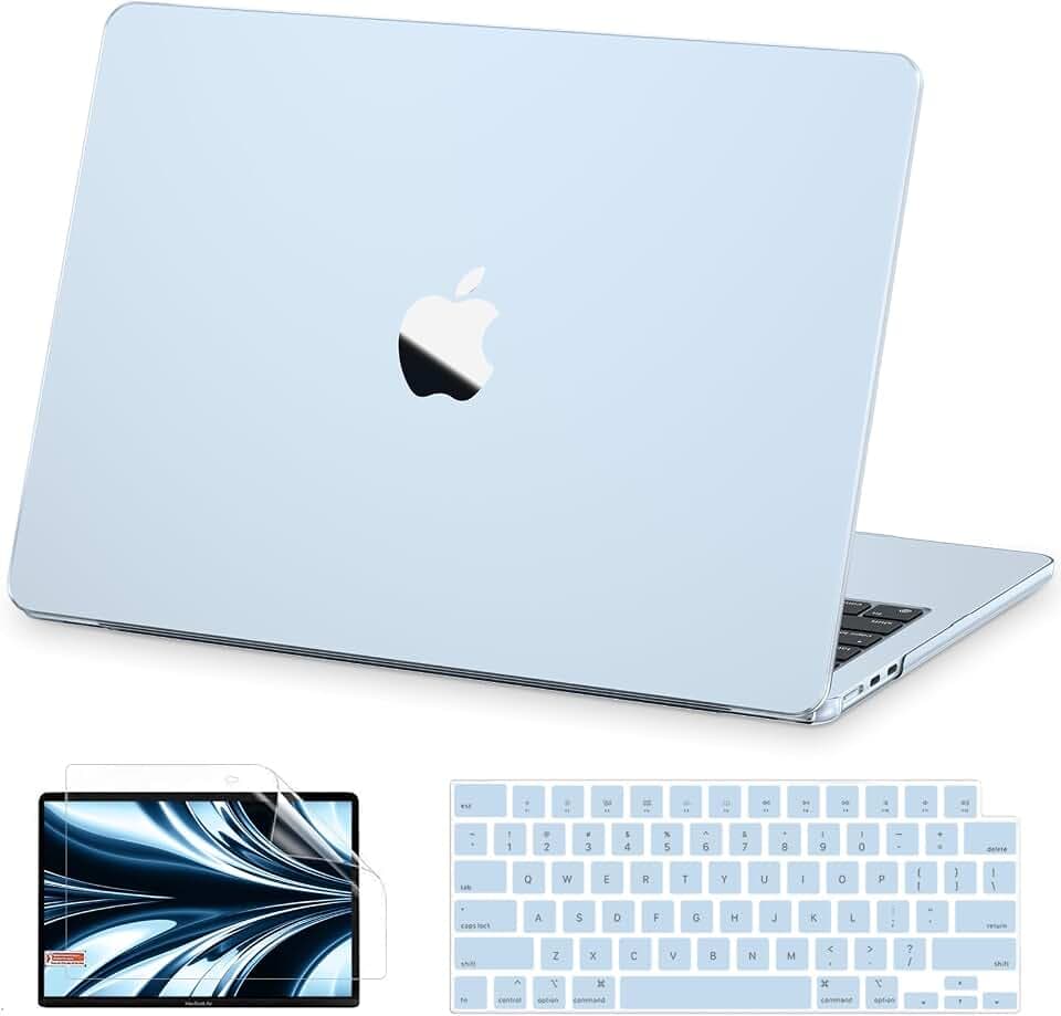 AKIT for MacBook Air 13 inch Case M5 M4 M3 M2 2026-2022, Sky Blue