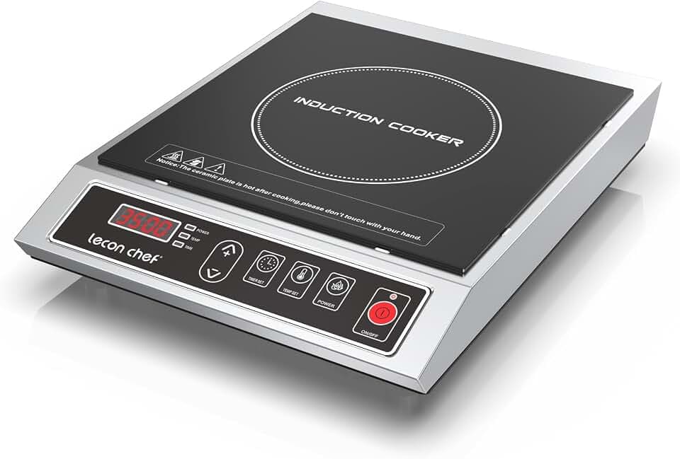 Induktionskochplatte, 3500W Einzelinduktionskochfeld, Kochplatten, 50KG Große Tragfähigkeit Edelstahlgehäuse, 24-Stunden-Timer, Ultradünnem tragbar Design