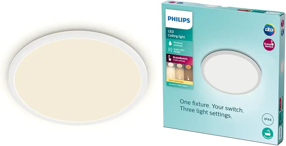Philips Super Slim LED Bad-Deckenleuchte, Rund, 30 cm, Weiß