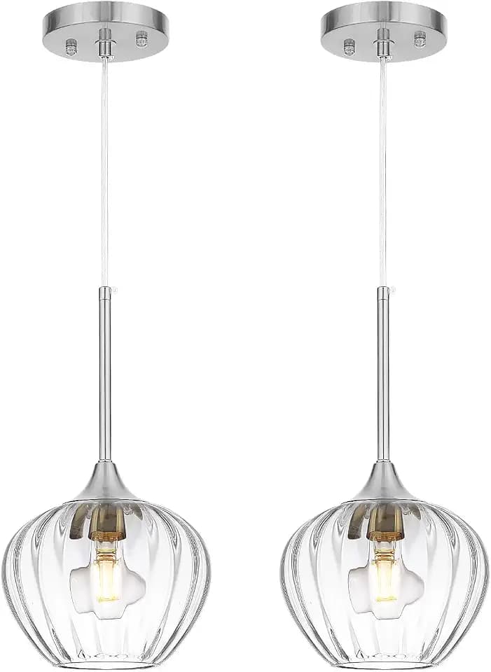 2Pack Nickel and Glass Pendant Light