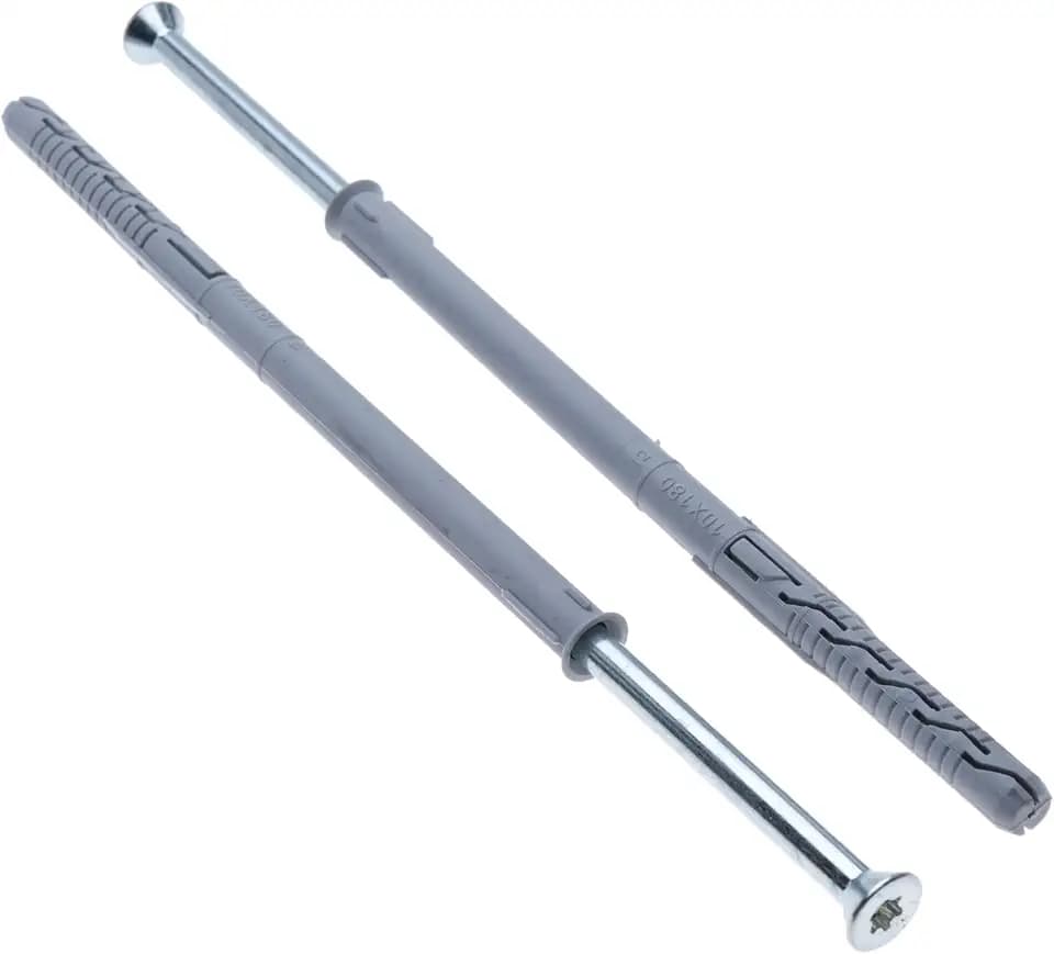 7 x 165 mm Senkkopf-Torx-Schrauben TX40 mit 10 x 160 mm Nylon-Dübeln, Schwerlast-Rahmenbefestigungsset, TX-Antrieb-Expansionsanker für Mauerwerk, Fensterrahmen, Fassaden, Holz, Montage (25 Stück)