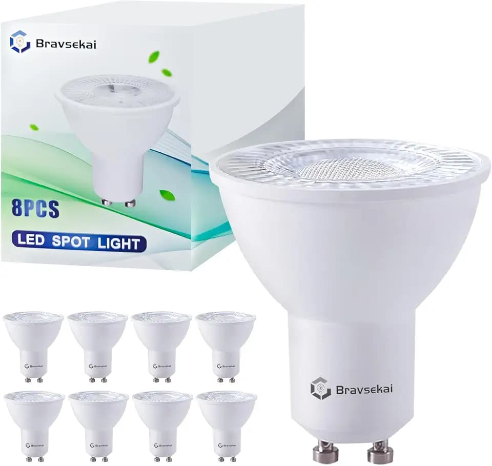 8-Pack GU10 LED-Lampen, 6000K Cool White, 5W 400LM，Äquivalent zu 35W Halogen, 220V Scheinwerfer-Lampen für Geschäfte, Wohnzimmer, Küchen, Badezimmer, Schlafzimmer