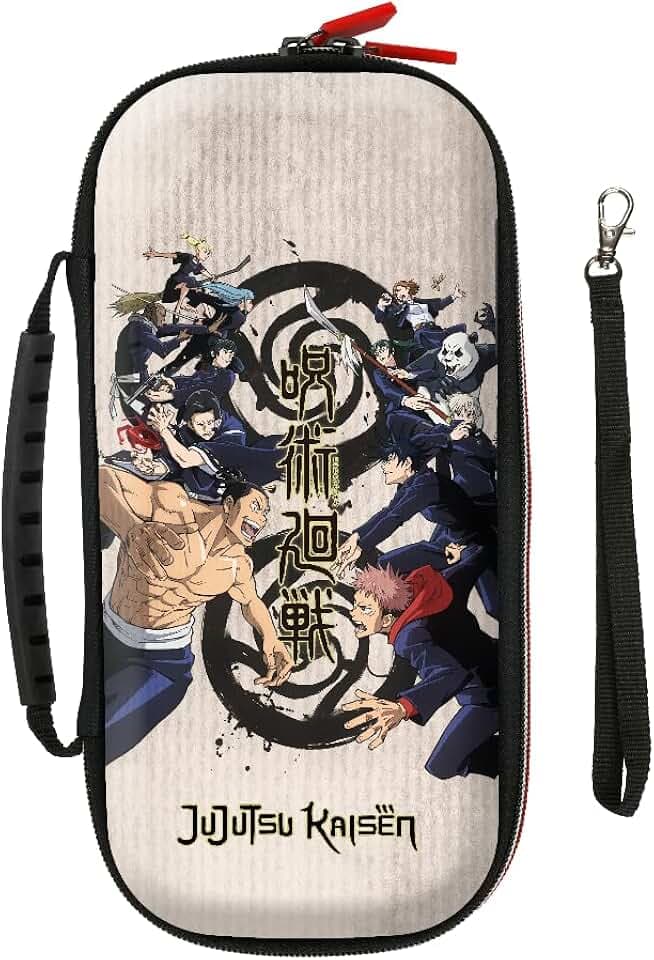 Konix Jujutsu Kaisen Schutzhülle und Transporttasche für Nintendo Switch, Switch Lite und Switch OLED - 8 Spiele - Aufbewahrung - Beige.