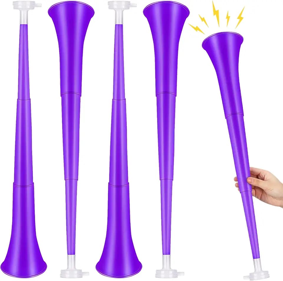 Outus 4 Pcs Purple Collapsible Stadium Horn 24 Inch Plastic Trumpet Horn