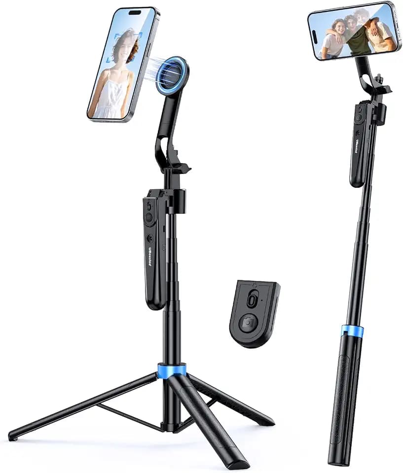 UBeesize 72” Auto Face Tracking Tripod for iPhone, MagSafe Selfie Stick with Remote, 360° Magnetic Phone Stand with Gesture Control for TikTok, Live Stream & Vlogging