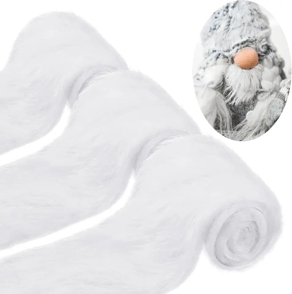 Geosar 3 Stück Winter-weiße Kunstfell-Borte, 10,2 x 450 cm, Fellbesatz, Stoffband, weiches flauschiges Fellband, Plüsch, für Weihnachten, Winter, Weihnachten, Basteln, Kostüm, Nähen, Baumgirlanden,