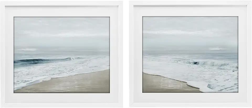 Coastal Morning Bliss Seascape, 13 x 16 Inch Framed Print Under Glass Set