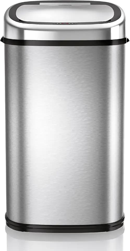 Tower T80901 Edelstahl Mülleimer Mit Sensor - Automatisch Mit Soft-Close-Funktion, Manuelle Öffnungsoption, 58 L, Silber