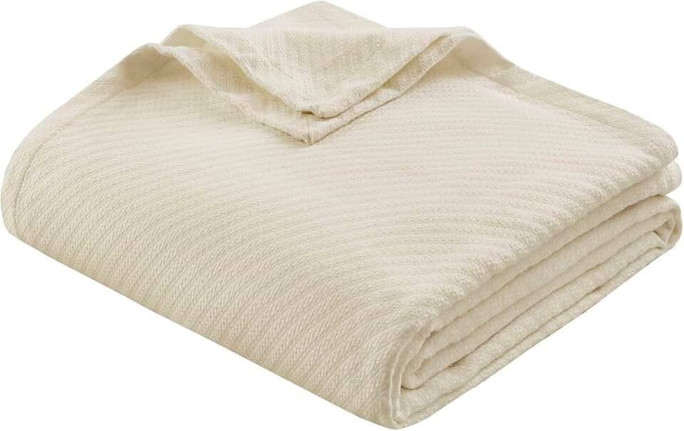 Madison Park Liquid Cotton Blanket All Season for Summer, King, Ivory