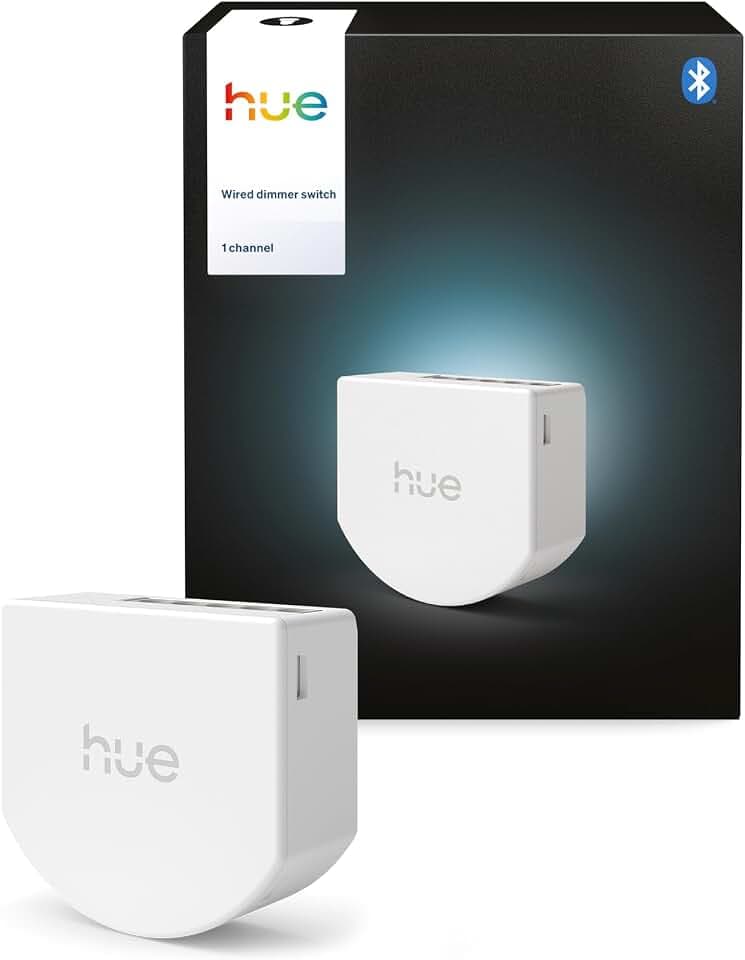 Philips Hue kabelgebundener Dimmerschalter, 1er-Pack, macht herkömmliche Leuchten smart, Timer und Zeitpläne, App, Sprachbefehle, kompatibel mit Apple Home, Google Home und Alexa