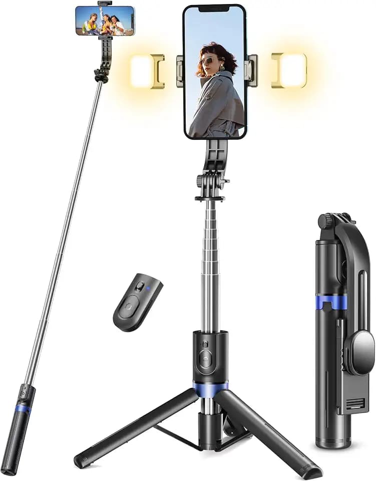 Selfiestick Stativ und Fernbedienung, 2 Fülllicht Stativ für Smartphones