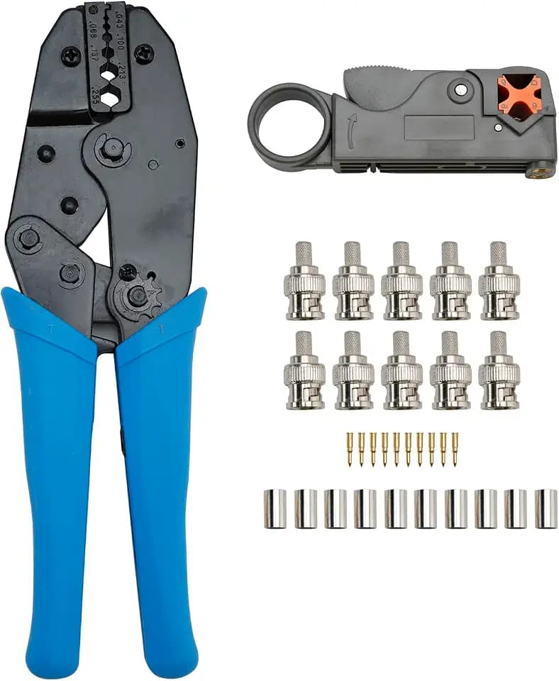 Mini-UHF Male Crimps Connector 10Pcs for RG-58/U Cable for Motorola, Coaxial Cable Tool Kit with Wire Cutter and Cable Stripper for RG58, RG59, RG62, RG6, RG174