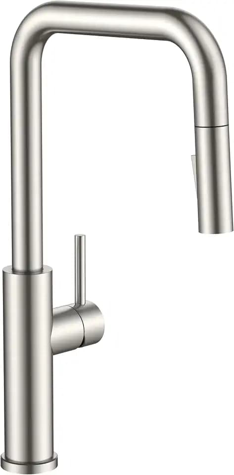 FORIOUS Kitchen Faucet with Pull Down Sprayer, Stainless Steel High U-Spout