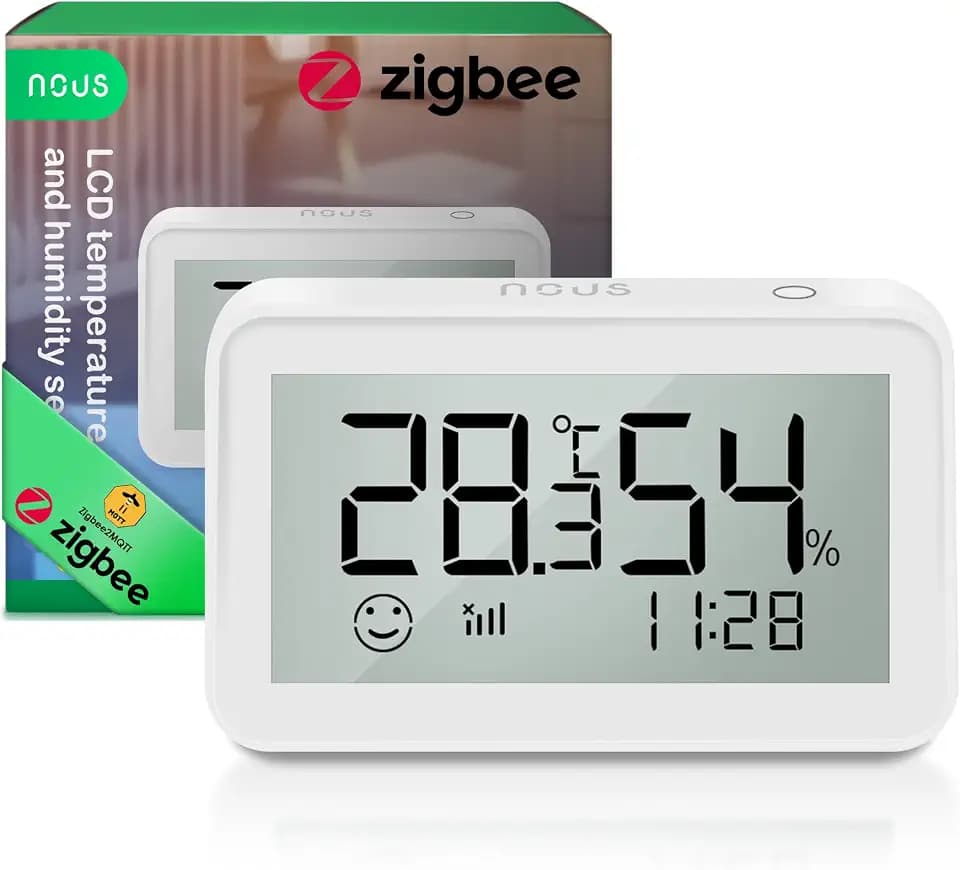 NOUS E6 Temperatur Sensor, Hygrometer Smart Thermometer, ZigBee Temperatursensor, Alexa Temperatursensor, Thermometer Hygrometer digital, ZigBee Thermometer App, TUYA, MQTT, ZigBee2MQTT