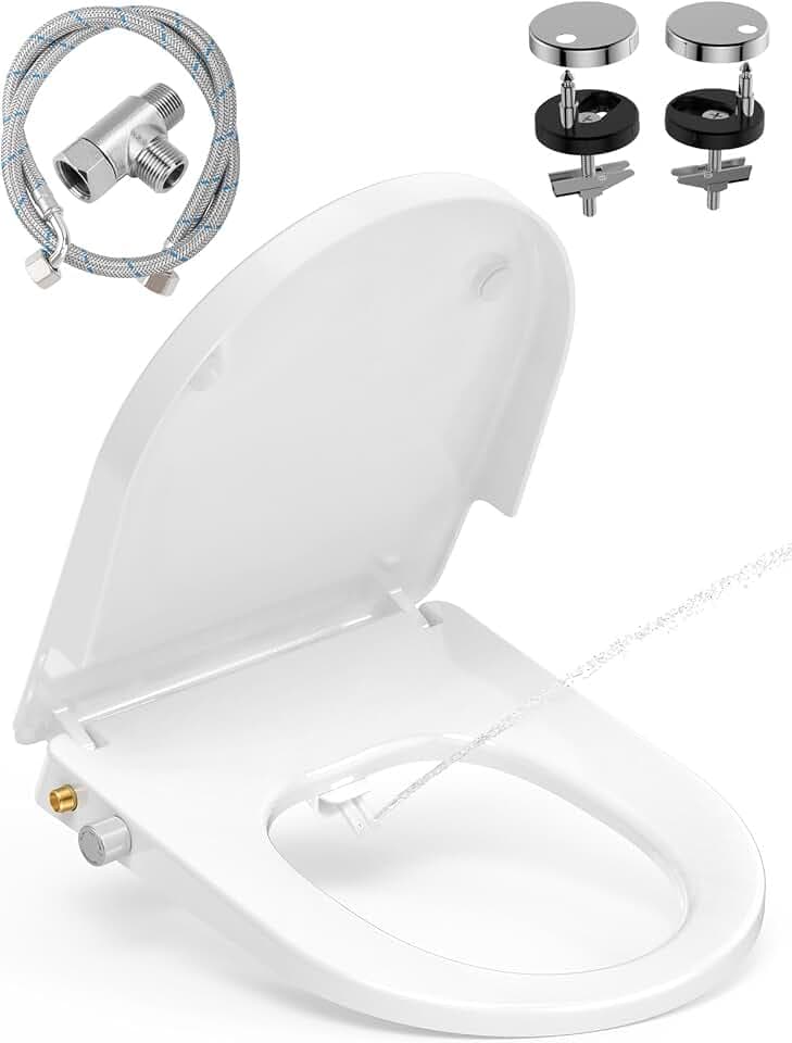 WC Sitz mit Bidet,YEAUPE PRO WC Sitze mit Absenkautomatik, nicht elektrisch, mit selbstreinigenden Doppeldüsen,separate Rückseite und weibliche Reinigung (Schneeweiß)
