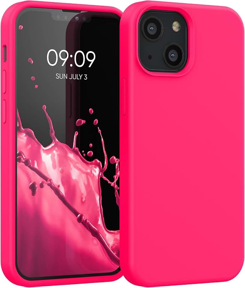 kwmobile Handyhülle für iPhone 13 mini Hülle, für iPhone 13 mini Case - Hülle Silikon - kabelloses Laden - Neon Pink