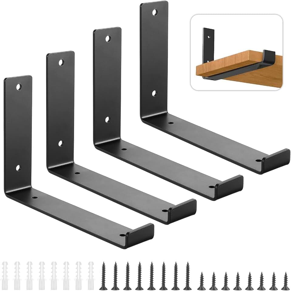 4 Stück Regalhalterung Schwarz 30cm x 14cm Metall Regalhalter Schwerlast Regalhalterung Wandmontage Regalträger für Zuhause, Büro, Garten