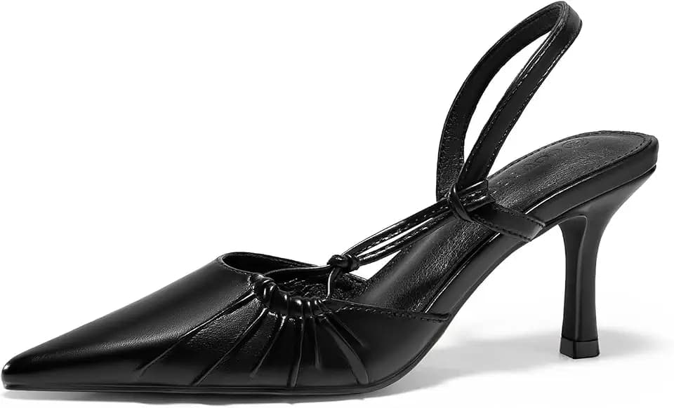 Coutgo Womens Slingback Kitten Heels Closed Pointed Toe Pumps D'Orsay Wedding Party Dress Shoes