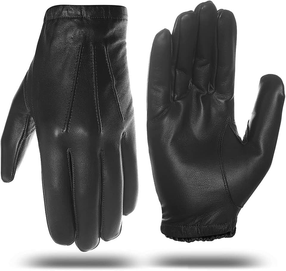 Harssidanzar Herren dünne ungefütterte Lederpolizeihandschuhe GM031EU1