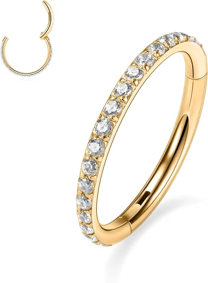 GAGABODY Surgical Steel Hypoallergenic Nose Ring Earring CZ Hoop for Unisex