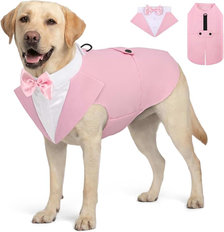 AOFITEE Dog Tuxedo for Large Dogs, Formal Dog Suit and Bandana Set, XXL