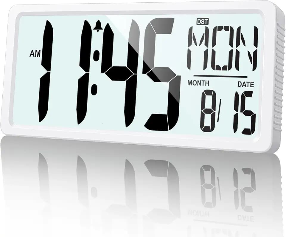 XREXS Large Digital Wall Clock Battery Operated with Backlight