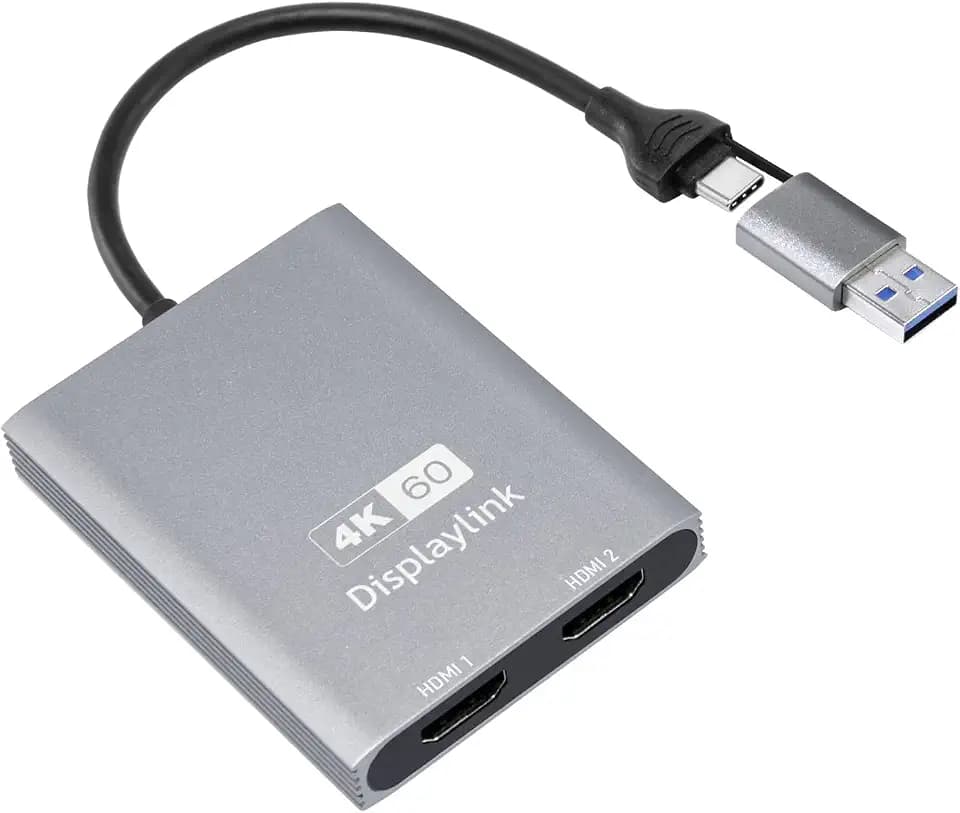 USB C auf HDMI Dual Monitor Adapter, DisplayLink Adapter Kompatibel mit M1/M2/M3 MacBook, Windows, Android (USB-C auf HDMI Dual Monitor)
