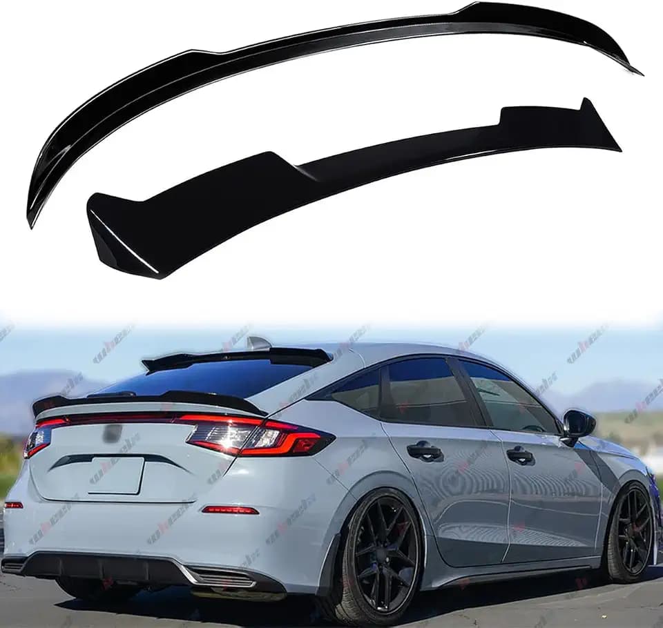 2pcs Rear Spoiler and Roof Top Spoiler Compatible with 2022-2026 Honda Civic Hatchback, JDM Duckbill Fit for 4-Door, Trunk Exterior High Kick Tail Deck Lid Wing Lip (Glossy Black)